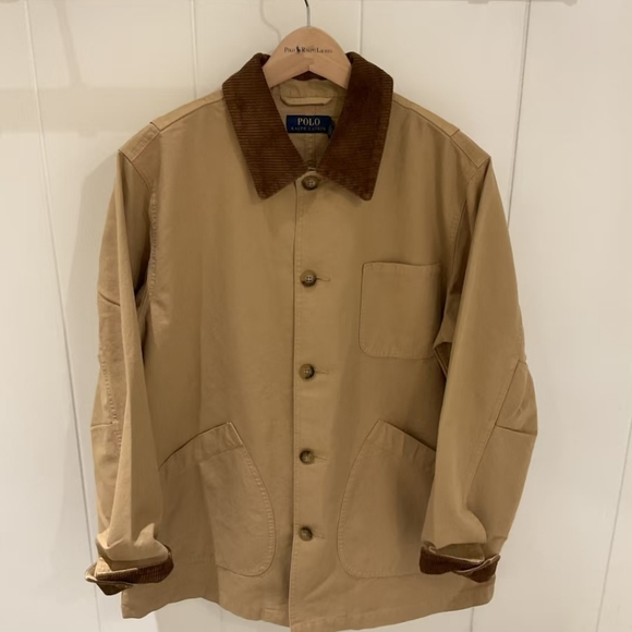 NWT Polo Ralph Lauren Beige Oversize Jacket Corduroy Collar Cuff Size Medium - Picture 5 of 13